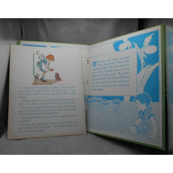 Playtime for the Peter-Pan Twins Antique Children's Book 1923 W679 Whitman Pub. - Picture 6 of 8